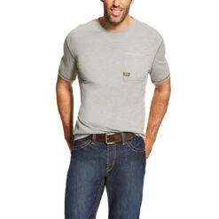 Ariat Rebar Shirts: Men's 10019131 Heather Grey Workman Short Sleeve T-Shirt