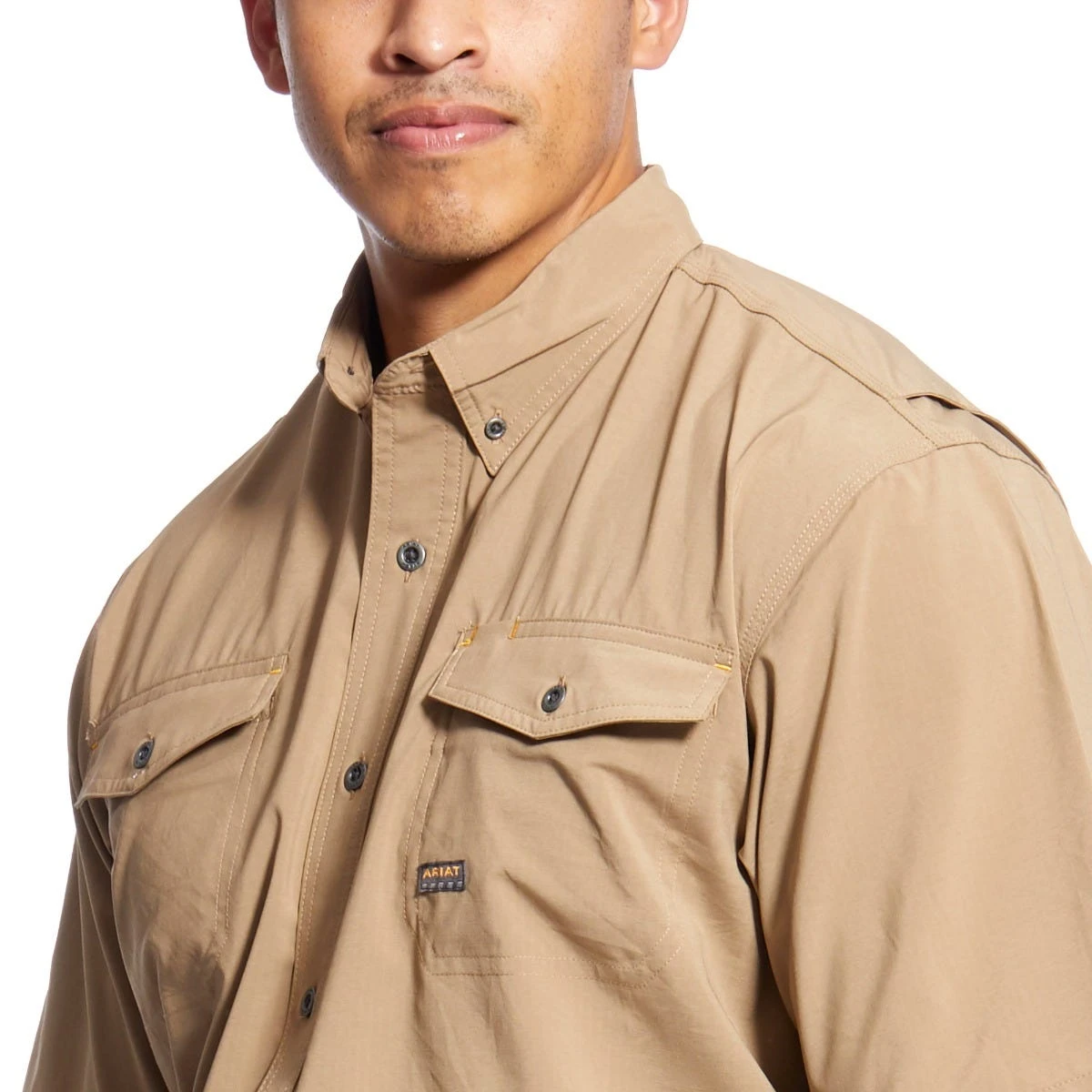 Ariat Rebar Shirts: Men's 10025384 Khaki VentTEK DuraStretch Tough Work Shirt 4 Ariat Rebar Shirts: Men's 10025384 Khaki VentTEK DuraStretch Tough Work Shirt - Image 2