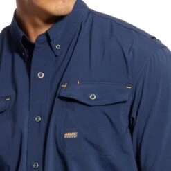 Ariat Rebar Shirts: Men's 10025388 Navy VentTEK DuraStretch Tough Work Shirt 5 Ariat Rebar Shirts: Men's 10025388 Navy VentTEK DuraStretch Tough Work Shirt -Work Clothes Store 10025388 detail02 1