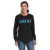 Ariat Rebar Shirts: Women's 10033084 Black Cotton Strong Long Sleeve Block T-Shirt