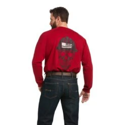 Ariat Rebar Shirts: Men's 10037655 Rio Red Cotton Strong Roughneck Graphic Long Sleeve T-Shirt 6 Ariat Rebar Shirts: Men's 10037655 Rio Red Cotton Strong Roughneck Graphic Long Sleeve T-Shirt -Work Clothes Store 10037655