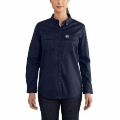 Carhartt FR Women's Shirt: 102459 410 Dark Navy Twill Shirt