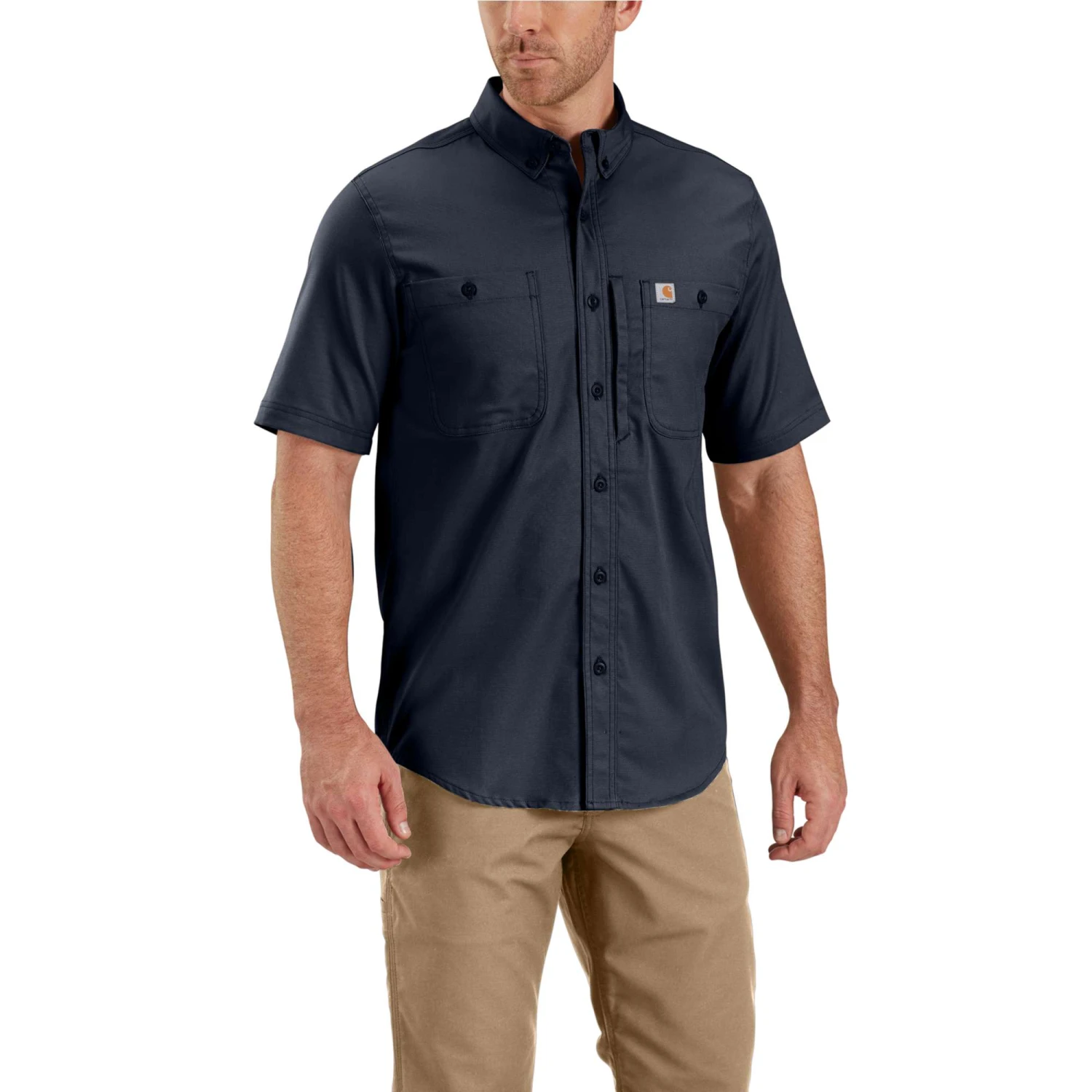 Carhartt Men's Shirt: 102537 412 Navy Short Sleeve Rugged Professional 3 Carhartt Men's Shirt: 102537 412 Navy Short Sleeve Rugged Professional
