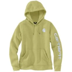 Carhartt Sweatshirts: Women's 102791 GB9 Green Olive Heather Graphic Clarksburg Pullover Hoodie -Work Clothes Store 102791 gb9 2