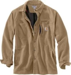 Carhartt Shirts: Men's 102851 253 Dark Khaki Relaxed Fit Canvas Shirt Jacket