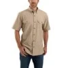 Carhartt Shirt: Men's 104369 256 Dark Tan Chambray Midweight Short Sleeve Button Down Shirt 2 Carhartt Shirt: Men's 104369 256 Dark Tan Chambray Midweight Short Sleeve Button Down Shirt -Work Clothes Store 104369256