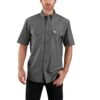 Carhartt Shirt: Men's 104369 BKC Black Chambray Midweight Short Sleeve Button Down Shirt -Work Clothes Store 104369bkc