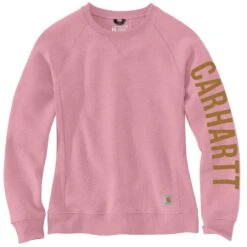 Carhartt Sweatshirts: Women's 104410 V48 Foxglove Heather Crewneck Relaxed Fit Graphic Sweatshirt -Work Clothes Store 104410 v48 2edit