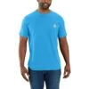 Carhartt Shirts: Men's 104616 HA6 Azure Blue Force Relaxed Fit Short Sleeve Pocket T-Shirt -Work Clothes Store 104616 ha6