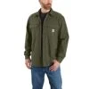 Carhartt Shirts: Men's 105419 G72 Basil Rugged Flex Canvas Fleece-Lined Shirt Jacket -Work Clothes Store 105419 g72 mf22 b