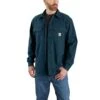 Carhartt Shirts: Men's 105419 H69 Night Blue Rugged Flex Canvas Fleece-Lined Shirt Jacket -Work Clothes Store 105419 h69 mf22 b