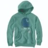 Carhartt Sweatshirts: Men's 105431 L05 Slate Green Heather Defender Loose Fit “C” Logo Graphic Sweatshirt -Work Clothes Store 105431 l05 mf22 1