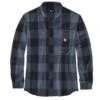 Carhartt Shirts: Men's 105432 I26 Navy Midweight Rugged Flex Relaxed Fit Flannel Shirt 2 Carhartt Shirts: Men's 105432 I26 Navy Midweight Rugged Flex Relaxed Fit Flannel Shirt -Work Clothes Store 105432 i26 mf22 e