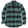 Carhartt Shirts: Men's 105432 L04 Slate Green Midweight Rugged Flex Relaxed Fit Flannel Shirt -Work Clothes Store 105432 l04 mf22 e 1