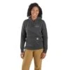 Carhartt Sweatshirts: Women's 106172 CRH Carbon Heather Rain Defender Relaxed Fit Chest Logo Graphic Sweatshirt -Work Clothes Store 106172 crh wf23 cm1edit