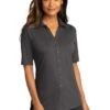 Port Authority Shirts: Women's LK682 GPH Graphite City Stretch Top -Work Clothes Store 10863 graphite 1 lk682graphitemodelfront 337w