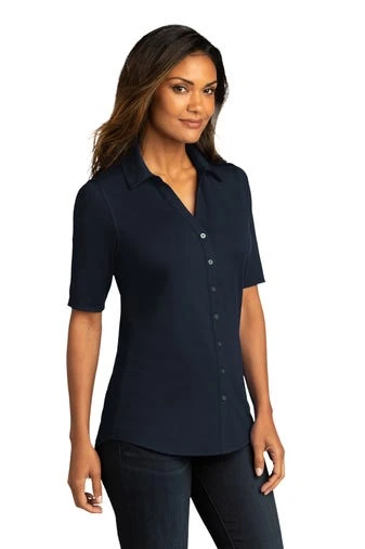Port Authority Shirts: Women's LK682 RBN River Blue Navy City Stretch Top 4 Port Authority Shirts: Women's LK682 RBN River Blue Navy City Stretch Top - Image 2