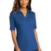 Port Authority Shirts: Women's LK682 TB True Blue Navy City Stretch Top -Work Clothes Store 10863 trueblue 1 lk682truebluemodelfront 337w