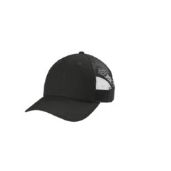 CornerStone Hats: CS811 BLK Black Canvas Mesh Back Cap -Work Clothes Store 10870 black 5 cs811blackflatfront 337wedit