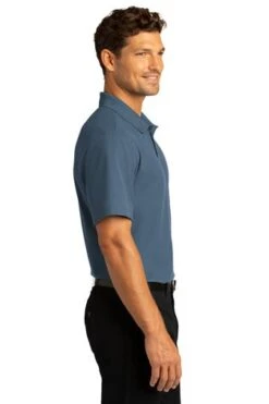 Port Authority Shirts: Men's K810 RBLU Regatta Blue SuperPro React Polo Shirt -Work Clothes Store 10871 rgttablue 3 k810rgttabluemodelside 337w