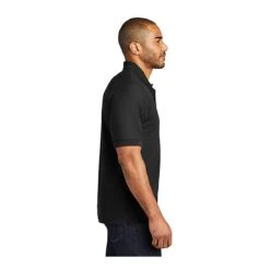 Port Authority Shirts: Men's K500P BLK Black Silk Touch Polo Pocket Shirt -Work Clothes Store 112 black 3 k500pblackmodelside3 337wedit