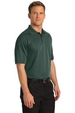 Port Authority Shirts: Men's K525 DGN Moisture-Wicking Dry Zone Dark Green Ottoman Polo Shirt -Work Clothes Store 1313 darkgreen 4 k525darkgreenmodel3q2 337w