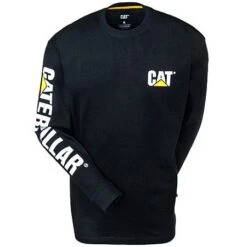 CAT Shirts: Men's Black 1510034 016 Long-Sleeve Cotton Trademark Tee Shirt 7 CAT Shirts: Men's Black 1510034 016 Long-Sleeve Cotton Trademark Tee Shirt -Work Clothes Store 1510034 catf 01