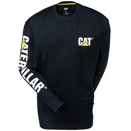 CAT Shirts: Men's Black 1510034 016 Long-Sleeve Cotton Trademark Tee Shirt 5 CAT Shirts: Men's Black 1510034 016 Long-Sleeve Cotton Trademark Tee Shirt - Image 3