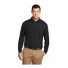 Port Authority Shirts: Men's K500LS BLK Black Long Sleeve Silk Touch Sport Shirt -Work Clothes Store 1557 black 1 k500lsblackmodelfront1 337wedit