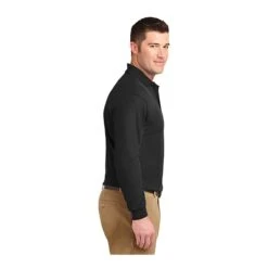 Port Authority Shirts: Men's K500LS BLK Black Long Sleeve Silk Touch Sport Shirt -Work Clothes Store 1557 black 3 k500lsblackmodelside1 337wedit