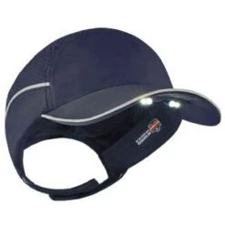 Ergodyne Caps: Men's 8965 Navy Skullerz Long Brim W/ LED Lighting Bump Cap -Work Clothes Store 23339 8955 lightweight bump cap with led light navy long 3q under