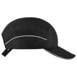 Ergodyne Caps: Men's 8955 Black Skullerz Lightweight Long Brim Bump Cap -Work Clothes Store 23367 8955 lightweight bump cap black long profile