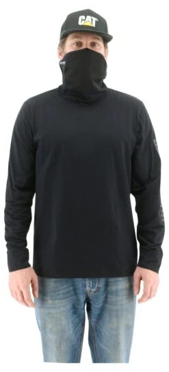 Cat Apparel: Men's 2511780 10121 Pitch Black Long Sleeve Viraloff Gaiter Tee