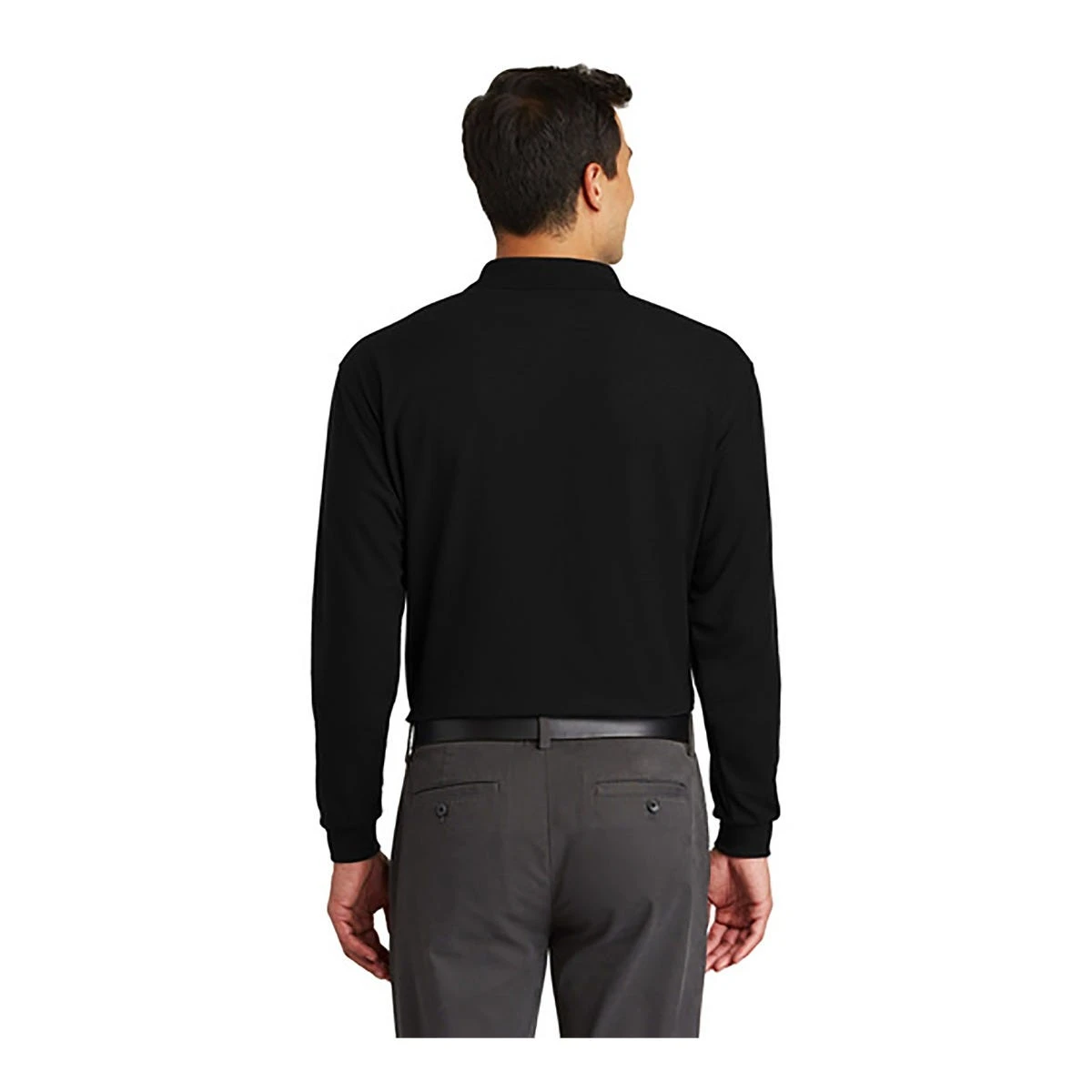 Port Authority Shirts: Men's K500LSP BLK Black Silk Touch Long Sleeve Pocket Polo Shirt 4 Port Authority Shirts: Men's K500LSP BLK Black Silk Touch Long Sleeve Pocket Polo Shirt - Image 2