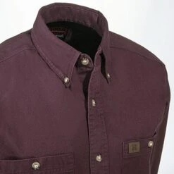 Wrangler Riggs Shirts: Men's Burgundy 3W501 BG Long Sleeve Cotton Twill Shirt
