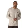 Wrangler Riggs Shirts: Men's Oatmeal Heather 3W750 OH Long Sleeve Henley Shirt -Work Clothes Store 3w750oh bf01 swff prd