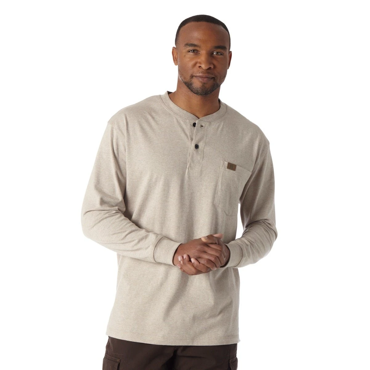 Wrangler Riggs Shirts: Men's Oatmeal Heather 3W750 OH Long Sleeve Henley Shirt 3 Wrangler Riggs Shirts: Men's Oatmeal Heather 3W750 OH Long Sleeve Henley Shirt