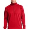Sport-Tek Sweatshirts: Men's F247 RED True Red Tech Fleece 1/4-Zip Pullover -Work Clothes Store 4718 truered 1 f247trueredmodelfront1 337w