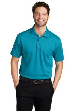 Port Authority Shirts: Men's K527 DTB Deep Teal Blue Tech Pique Polo