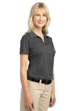 Port Authority Shirts: Women's L527 GS Grey Smoke Tech Pique Polo -Work Clothes Store 4725 greysmoke 4 l527greysmokemodel3q 337w