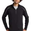 Sport-TeK Sweatshirts: Men's ST851 BCG Black Charcoal Grey Stretch 1/2-Zip Colorblock Pullover 2 Sport-TeK Sweatshirts: Men's ST851 BCG Black Charcoal Grey Stretch 1/2-Zip Colorblock Pullover -Work Clothes Store 5496 blkchrgy 1 st851blkchrgymodelfront1 337w