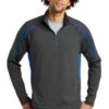 Sport-TeK Sweatshirts: Men's ST851 CGTR Charcoal Grey True Royal Stretch 1/2-Zip Colorblock Pullover 1 Sport-TeK Sweatshirts: Men's ST851 CGTR Charcoal Grey True Royal Stretch 1/2-Zip Colorblock Pullover -Work Clothes Store 5496 chgytrry 1 st851chgytrrymodelfront1 337w