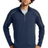Sport-TeK Sweatshirts: Men's ST851 TNCG True Navy Charcoal Grey Stretch 1/2-Zip Colorblock Pullover 2 Sport-TeK Sweatshirts: Men's ST851 TNCG True Navy Charcoal Grey Stretch 1/2-Zip Colorblock Pullover -Work Clothes Store 5496 tnvchargy 1 st851tnvchargymodelfront1 337w