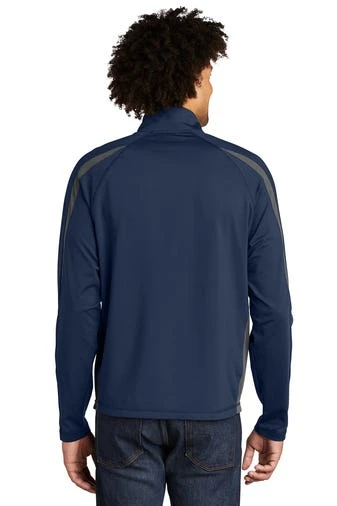 Sport-TeK Sweatshirts: Men's ST851 TNCG True Navy Charcoal Grey Stretch 1/2-Zip Colorblock Pullover 6 Sport-TeK Sweatshirts: Men's ST851 TNCG True Navy Charcoal Grey Stretch 1/2-Zip Colorblock Pullover - Image 4