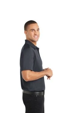 Port Authority Shirts: Men's K569 GPH Graphite Diamond Jacquard Polo -Work Clothes Store 6589 graphite 3 k569graphitemodelside 337w