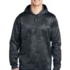 Sport-Teck Sweatshirts: Men's ST240 DSG Dark Smoke Grey Sport-Wick CamoHex Fleece Hooded Pullover -Work Clothes Store 6647 dksmkgy 1 st240dksmkgymodelfront1 337w