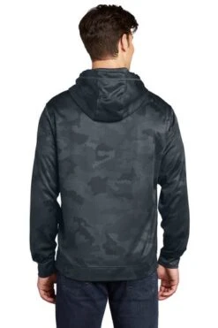 Sport-Teck Sweatshirts: Men's ST240 DSG Dark Smoke Grey Sport-Wick CamoHex Fleece Hooded Pullover -Work Clothes Store 6647 dksmkgy 2 st240dksmkgymodelback1 337w