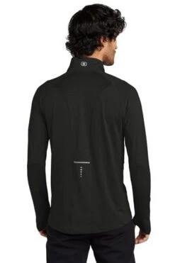 Ogio Shirts: Men's OE335 BLK Black Endurance Nexus 1/4-Zip Pullover -Work Clothes Store 6671 blacktop 2 oe335blacktopmodelback2 337w