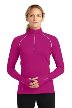 Ogio Shirts: Women's LOE335 PNK Flush Pink Nexus 1/4-Zip Pullover