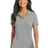 Port Authority Shirts: Women's L568 FG Frost Grey Ladies Cotton Touch Performance Polo -Work Clothes Store 6674 frostgrey 1 l568frostgreymodelfront 1200w